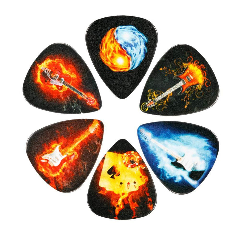 DaveandAthena 18 Pack Flame Guitar Picks, Guitar Plectrums Celluloid Pick for Your Electric, Acoustic, or Bass Guitar, 0.71mm