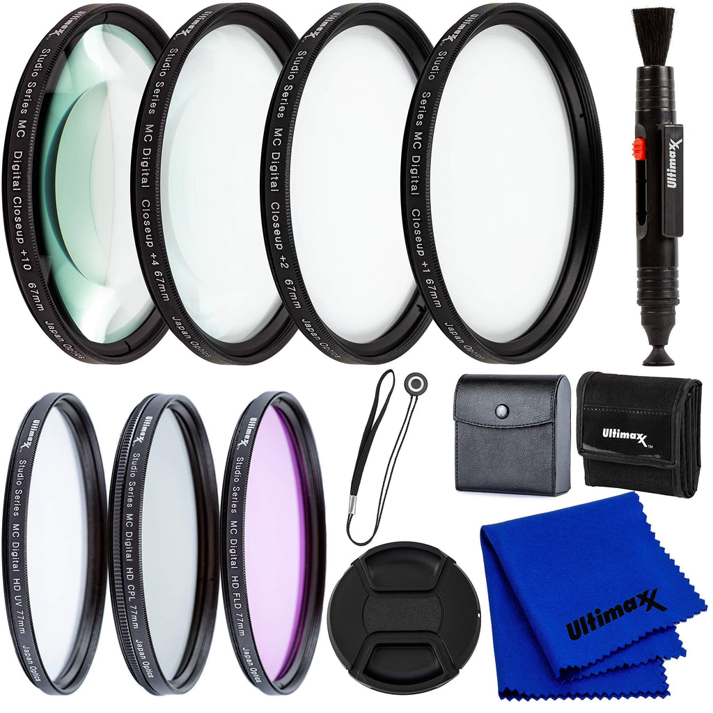 Ultimaxx 72MM Complete Lens Filter Accessory Kit for Lenses with 72MM Filter Size: UV CPL FLD Filter Set + Macro Close Up Set (+1 +2 +4 +10)