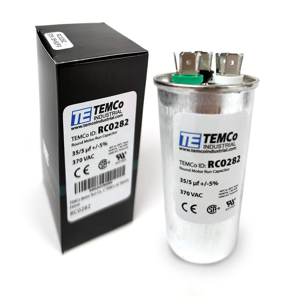 TEMCo 35+5 uf/MFD 370 VAC Volts Round Dual Run Capacitor 50/60 Hz AC Electric - Lot -1