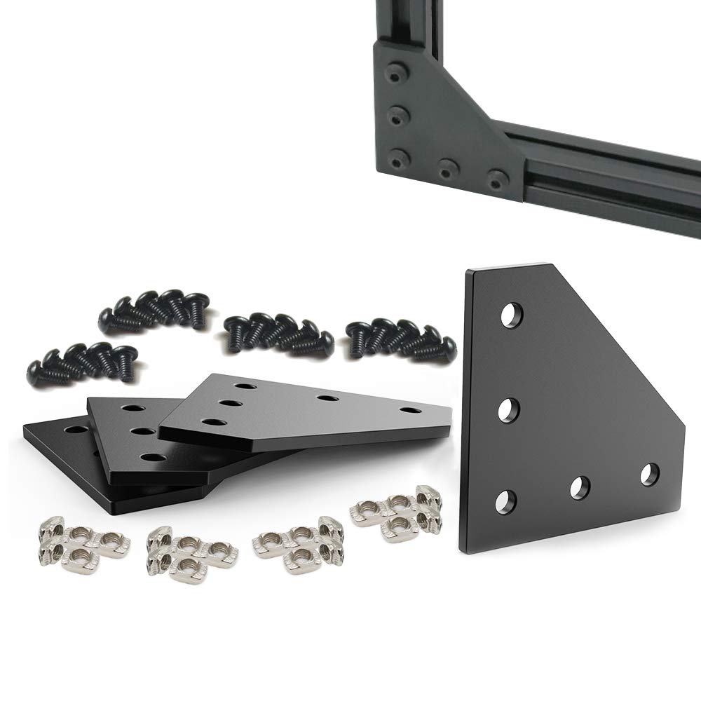 4Sets 20x20 Series L Shape Joint Bracket with Screws and Nuts Interior Corner Connector for 2020 Aluminum Extrusion Profile 3D Printer Frame