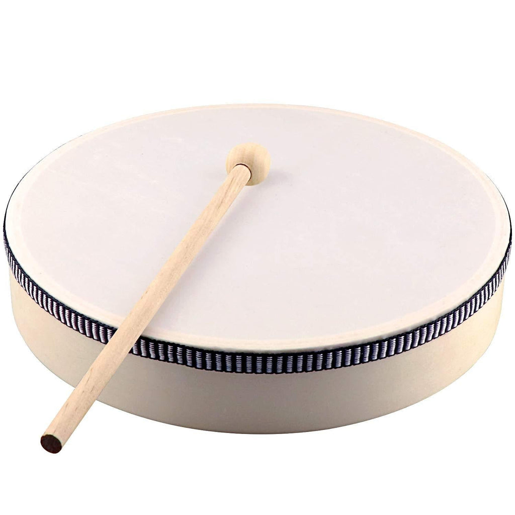HiGift 8 Inch Hand Drums Kids Percussion Preschool Wood Frame Drum with Wooden Drum Beater