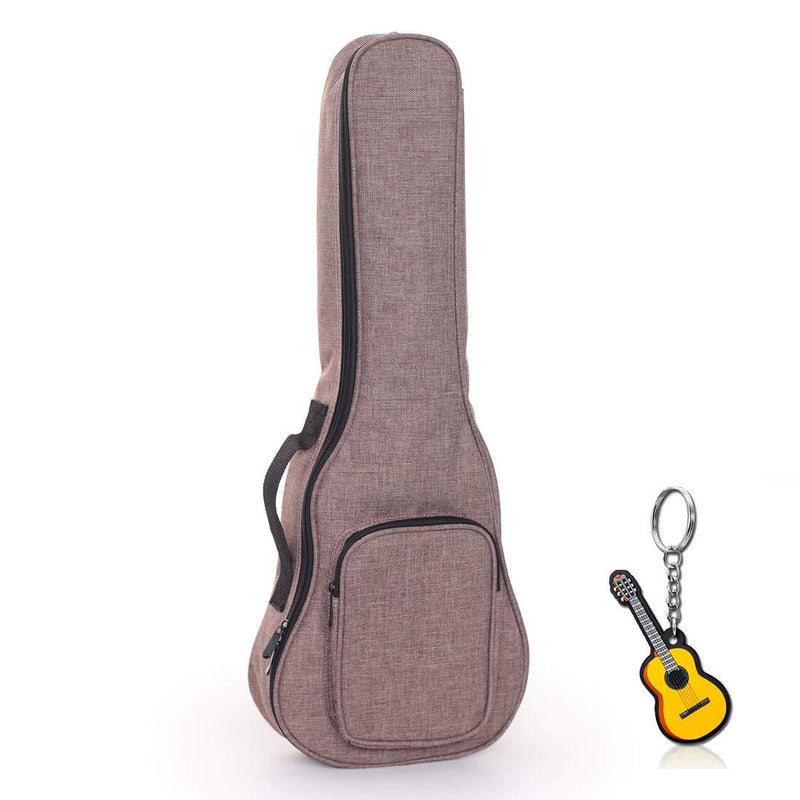 [AUSTRALIA] - Longteam Linen Simple Ukulele Case 10mm Sponge Portable Waterproof Ukuleles bag Cover Uke gig bag with Accessory Storage Pocket (21 In Soprano, Brown) 21 In Soprano 