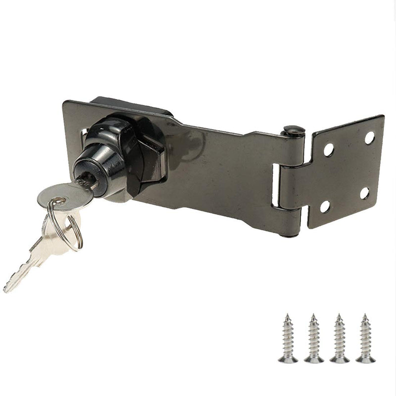 Rannb Key Hasp Lock Bright Dark Grey Twist Knob Keyed Locking Hasp 4 Inch Length Black