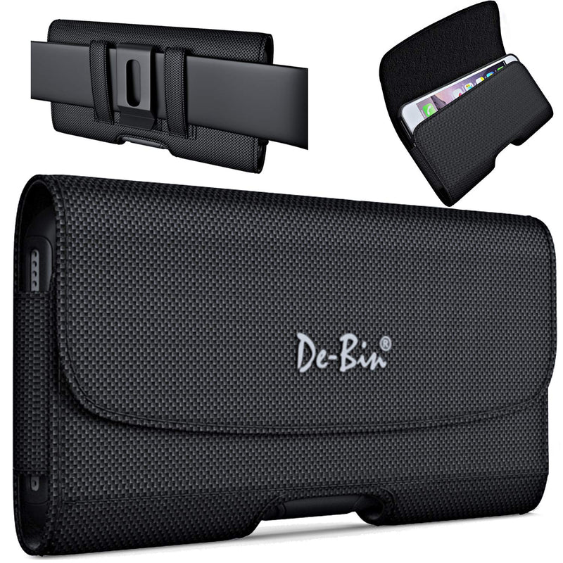 De-Bin iPhone 12 Pro Holster Case Belt Holder Military Grade Strong Magnetic Closure Belt Holder w/ Belt Clip Cell Phone Pouch Belt Holder Case for iPhone 12 Pro/12/11/XR (Fits Phone w/ Case on) Black