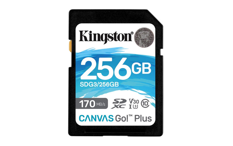 Kingston 256GB SDXC Canvas Go Plus 170MB/s Read UHS-I, C10, U3, V30 Memory Card (SDG3/256GB) SD Card Faster (Up to 170 MB/s) Single