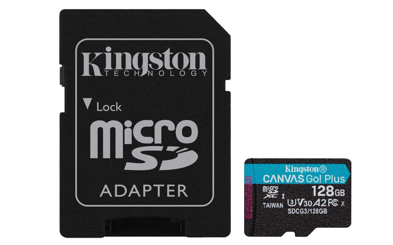Kingston 128GB microSDXC Canvas Go Plus 170MB/s Read UHS-I, C10, U3, V30, A2/A1 Memory Card + Adapter (SDCG3/128GB) microSD Card Faster (Up to 170 MB/s) Single