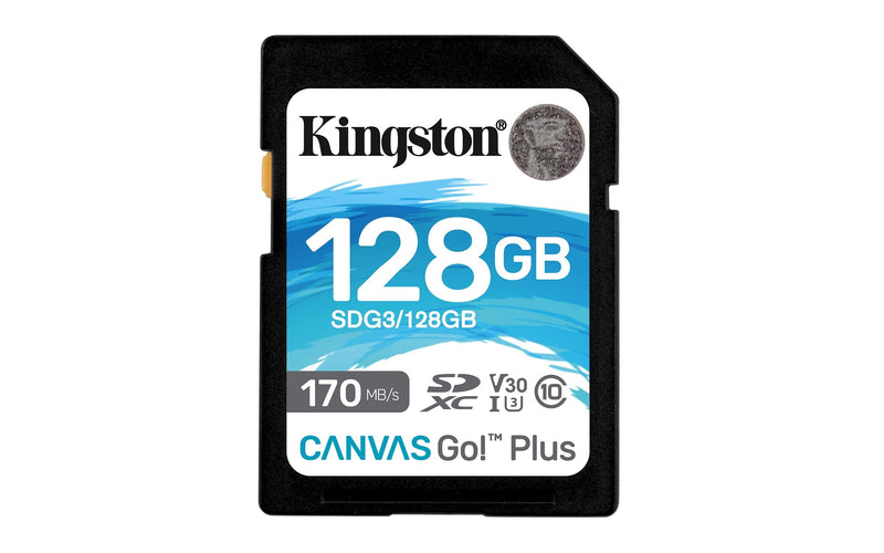 Kingston 128GB SDXC Canvas Go Plus 170MB/s Read UHS-I, C10, U3, V30 Memory Card (SDG3/128GB) SD Card Faster (Up to 170 MB/s) Single