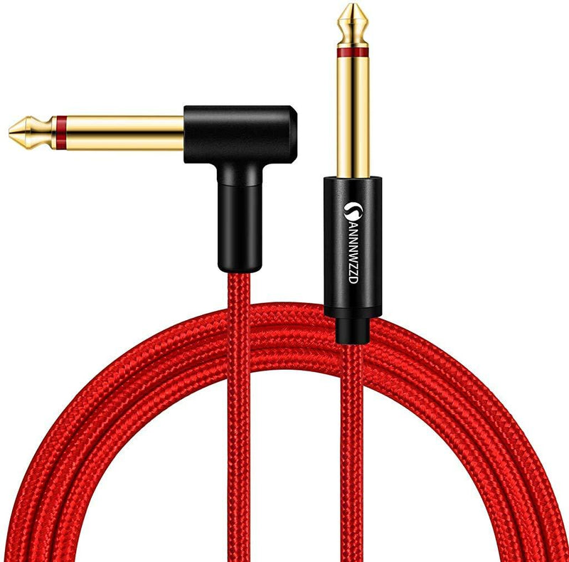 [AUSTRALIA] - LinkinPerk Right Angle Guitar Instrument Cable,6.35mm (1/4) TS to 6.35mm (1/4) TS Stereo Audio Cable Male to Male (25ft) 