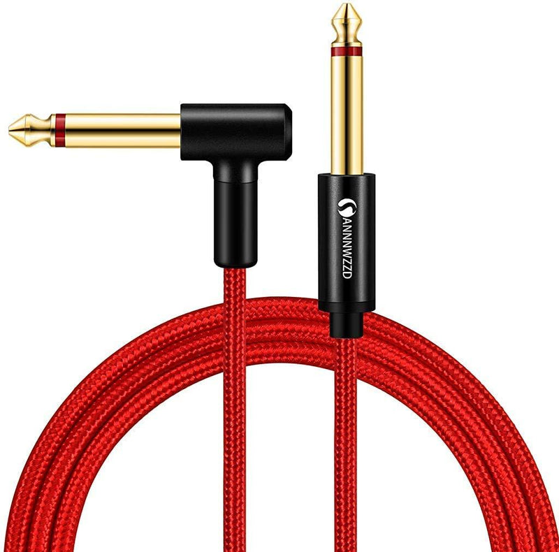 [AUSTRALIA] - LinkinPerk Right Angle Guitar Instrument Cable,6.35mm (1/4) TS to 6.35mm (1/4) TS Stereo Audio Cable Male to Male (30ft) 