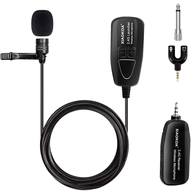 [AUSTRALIA] - Professional 2.4G Wireless Lavalier Microphone, Omnidirectional Condenser Mic,Rechargeble Transmiatter and Receiver Microphone for Voice Amplifier,Speakers,PA System(160ft) 