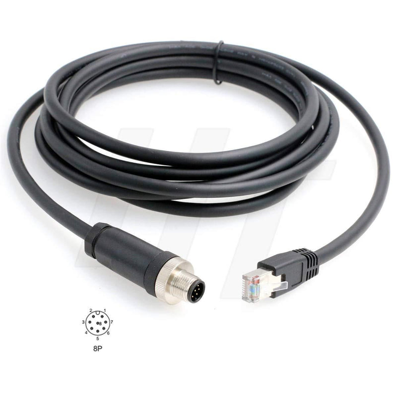HangTon M12 Ethernet 8 Pole A-Code RJ45 Cable for Cognex Industrial Camera Sensor (3 Meter) 3 meter