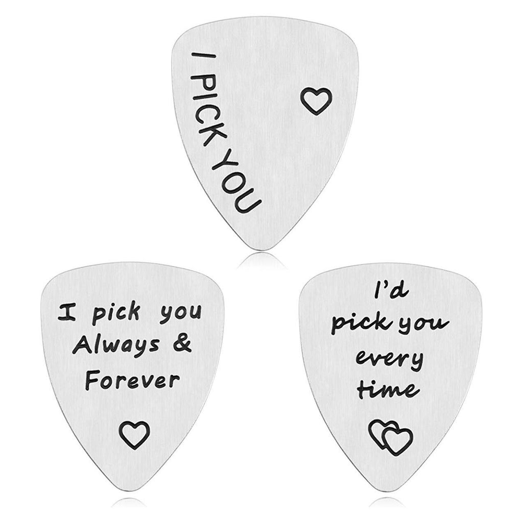 Guitar Picks, 3Pcs Anniversary Gifts Anniversary Gifts I Pick You& I'd Pick You Every Time&I Pick You Always&Forever for Boyfriend Gifts Husband Gifts