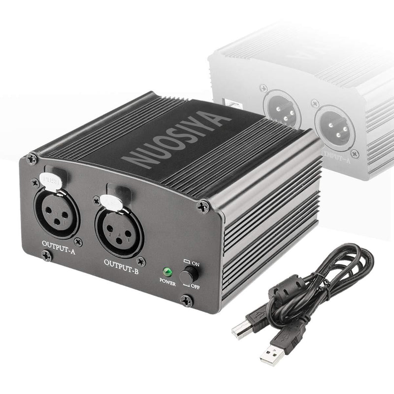 [AUSTRALIA] - Phantom Power Supply, NUOSIYA 2-Channel 48V Phantom Power Supply, Stable Power Supply, Improved Shielding Technology, Anti-noise, for Any Condenser Microphone Music Recording Equipment 