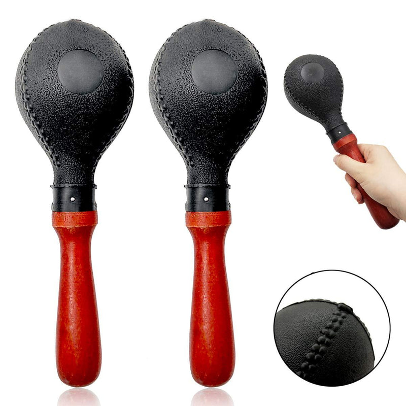 Heatoe 1 Pair Black Wood Handle Maracas, Sand Hammer Percussion Instrument Shakers Rattles for Beginners and Professionals
