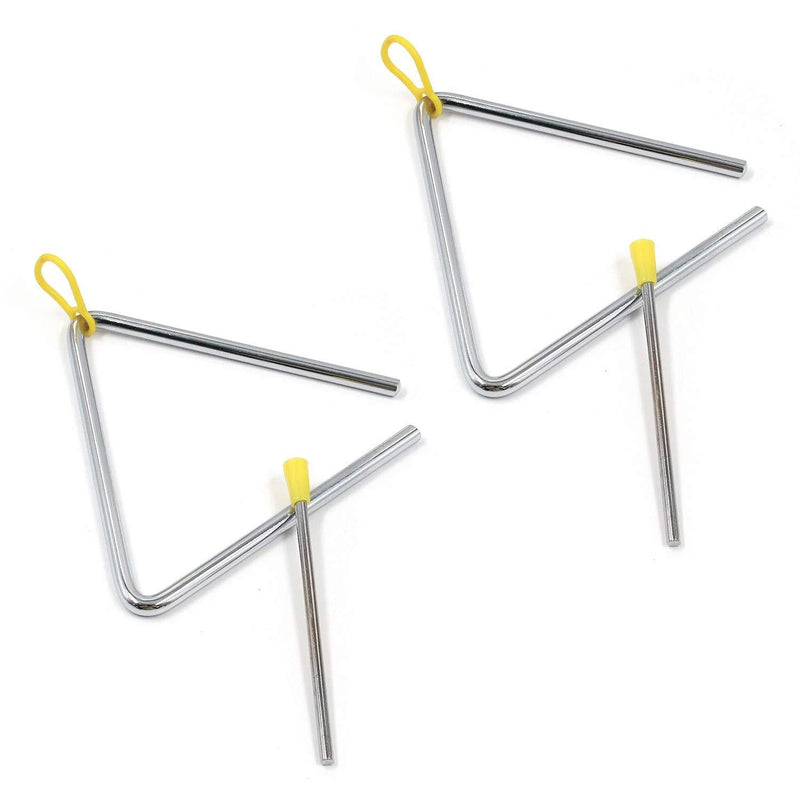 FarBoat 2Pcs Triangle 6" Hand Percussion Instrument Music Triangle Children Music Enlightenment Cast Iron with Striker 6inch