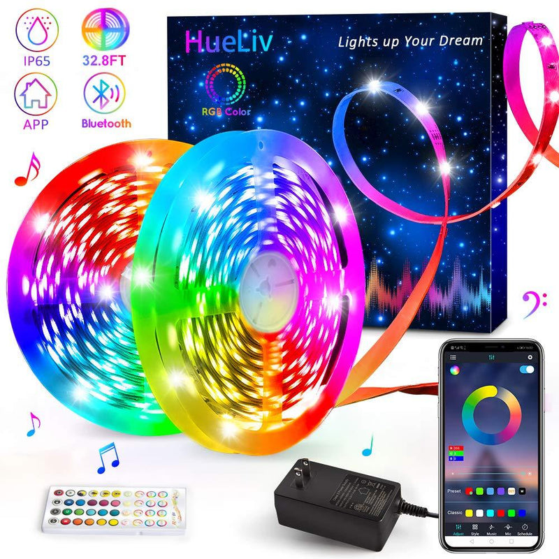 [AUSTRALIA] - LED Strip Lights, HueLiv 32.8FT 5050RGB Color Changing Kit with 40 Keys Remote APP and Bluetooth Control Lighting Strip works in Sync with Music for the Bedroom, Kitchen, around the TV Waterproof IP65 