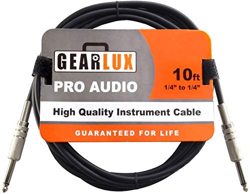 Gearlux Instrument/Guitar Cable, Black, 10 Foot 1 Pack Black / 10FT