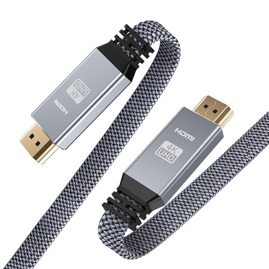 High Speed HDMI Cable 15ft (4K 60HZ, HDMI 2.0, 18Gbps), Snowkids 4K Flat HDMI 2.0 Cable Braided HDMI Cord 28AWG, Support 4K HDR 3D 2160P 1080P HDCP 2.2 ARC Ethernet, 4K TV/HD TV Monitor Blu-ray-Gray 15 feet