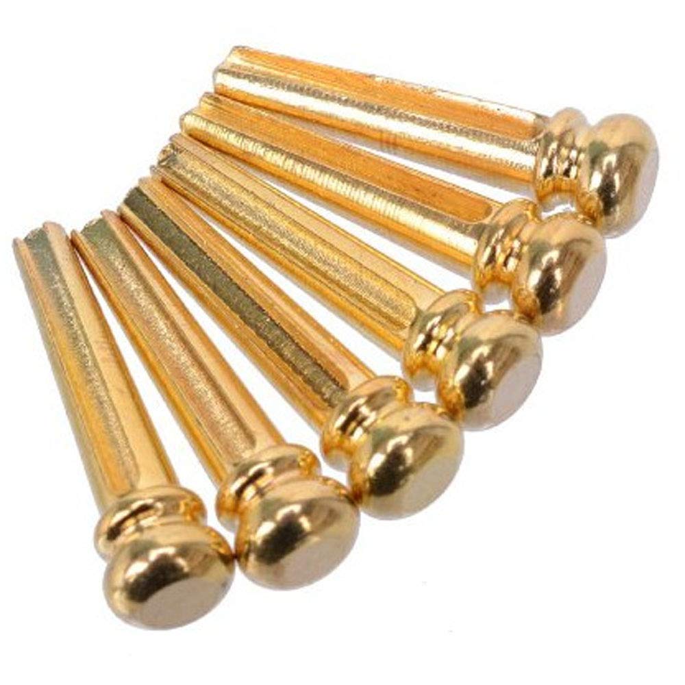 6 Pieces Guitar Bridge Pins, Brass Pin Acoustic Guitar Strings Nail Pegs Fixed Cone, Replacement Parts for Acoustic Folk Guitar (Gold) Gold