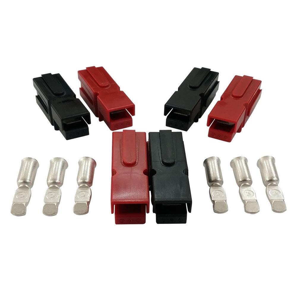 75 Amp Battery Connector Red Black and Contacts Modular Power Supply 3 Pairs (8AWG) 8AWG