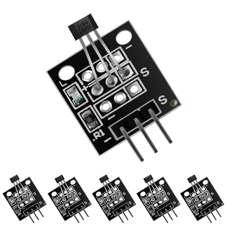 6pcs Hall Effect Magnetic Sensor Module 3144E A3144 Hall Effect Sensor KY-003 DC 5V for Arduino PIC AVR Smart Cars by MUZHI