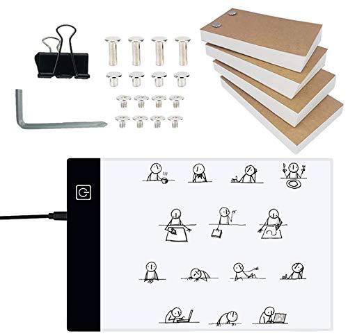 Flip Book Kit with A5 Light Pad for Drawing and Tracing, LED Light Box with Flip Book, 320 Sheets Animation Paper with Binding Screws