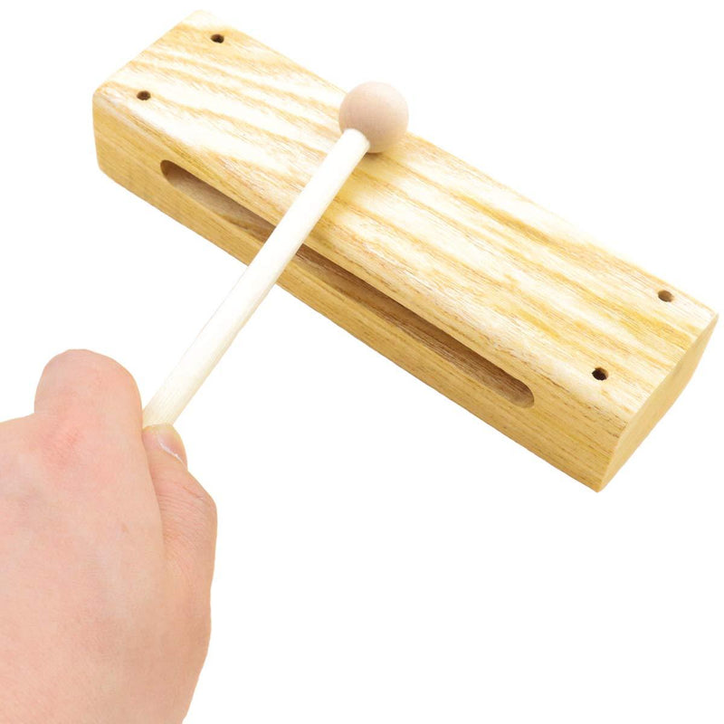 Heatoe Wood Percussion Instruments, Music Blocks with Wood Mallet, Timber Drum Rhythm Blocks Hardwood Percussion for Beginners and Professionals