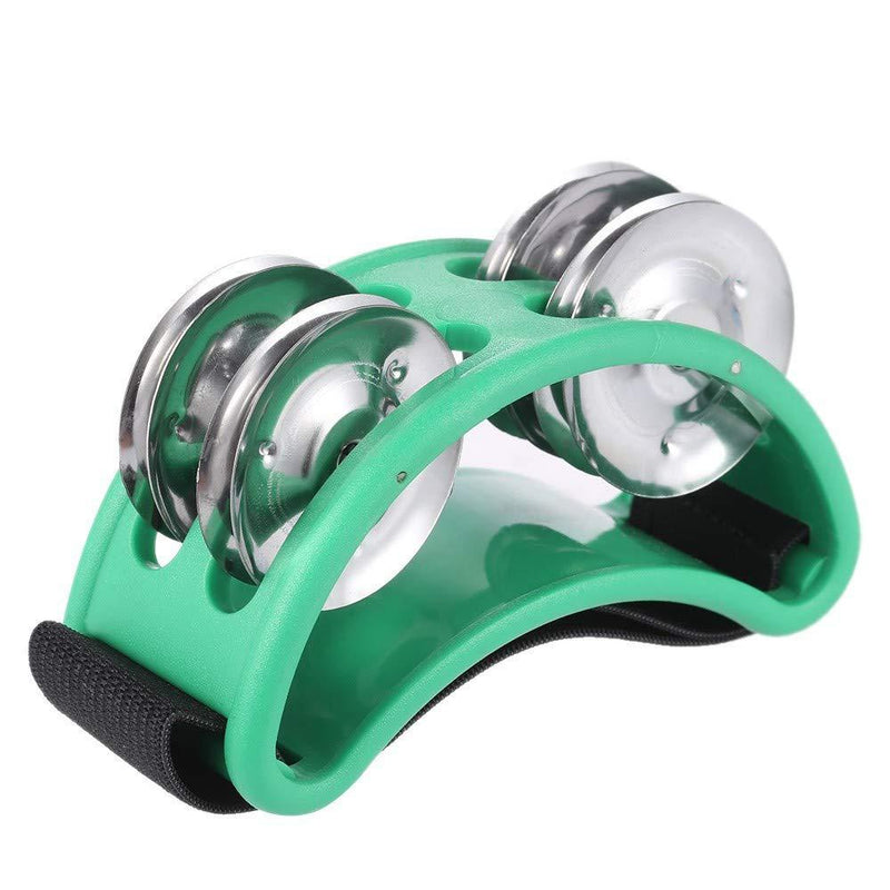 Percussion Foot Tambourine with Stainless Steel Jingles Accompaniment for Cajon Gigs, FJS2S-BK, for Guitar Drum Accessory Instrument (green) green