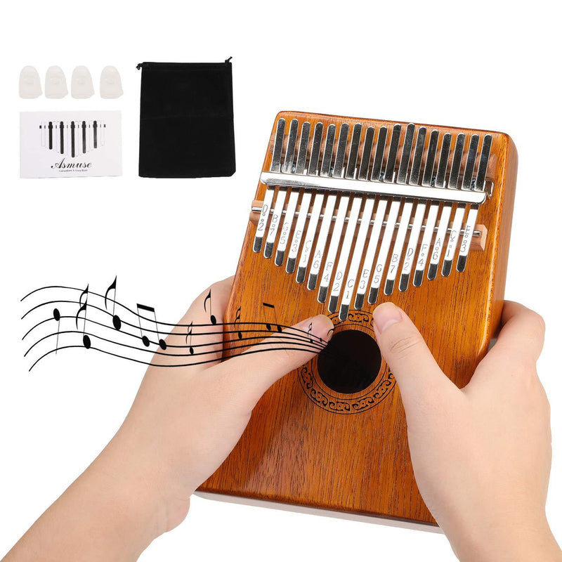 Kalimba 17 Keys Thumb Piano with Asmuse Songbook Tuning Hammer Carrying Bag Thumb Picks Cleaning Cloth Kalimba -B