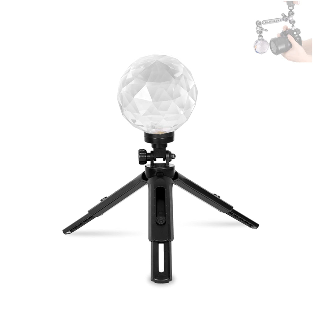 Meking Photography Crystal Light Prism Ball with Mini Tripod, Optical Glass Prism for Camera Photo Accessories, Rainbow Maker and Teaching Light Spectrum Physics Clear-ball