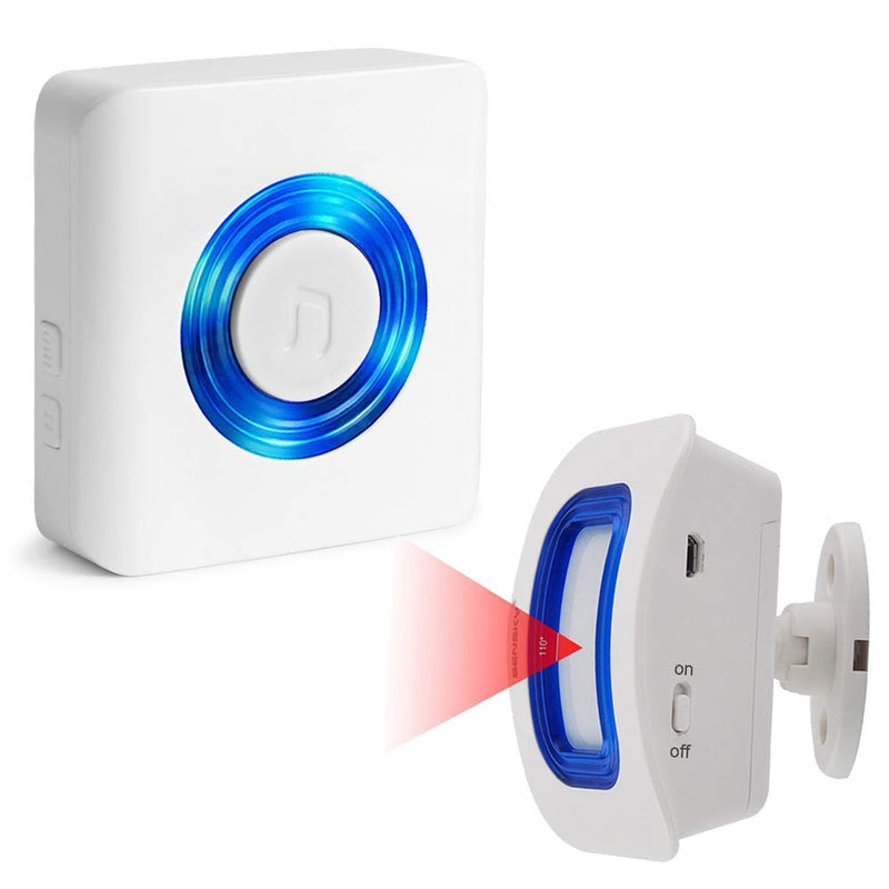 Wireless Caregiver Pager Motion Sensor Alert Room Bed Alarm and Fall Prevention for Home Elderly Kids (1 Plug-in Pager and 1 Motion Sensor) 1 Plug-in Pager and 1 Motion Sensor