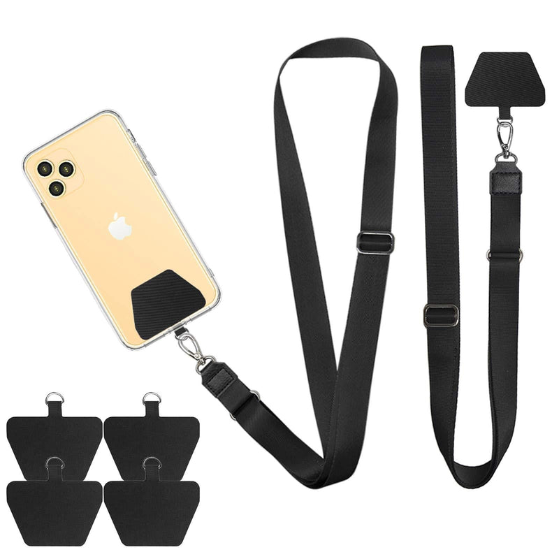 Doormoon Phone Lanyard, Universal Adjustable Neck Straps for Phone Case Keys ID Badges Compatible with iPhone, Samsung, Motorola, LG & Most Smartphones, 2 Pack,Black Black Black x 2