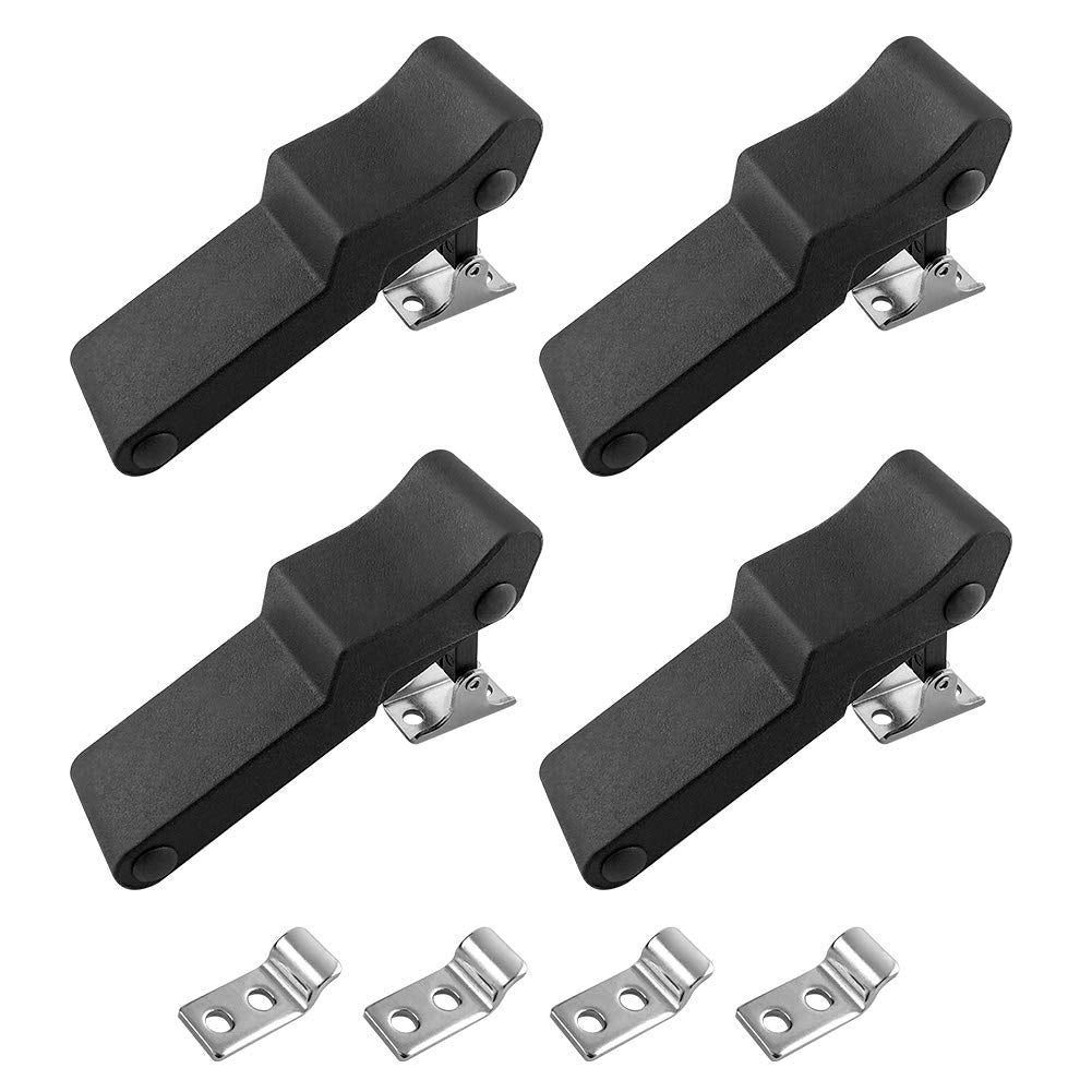 QWORK 4 Pack Flexible Rubber Draw Latch Black Soft Front Storage Rack Latch with Concealed Keeper for Cooler, Cargo Box Rubber Draw Latch 1