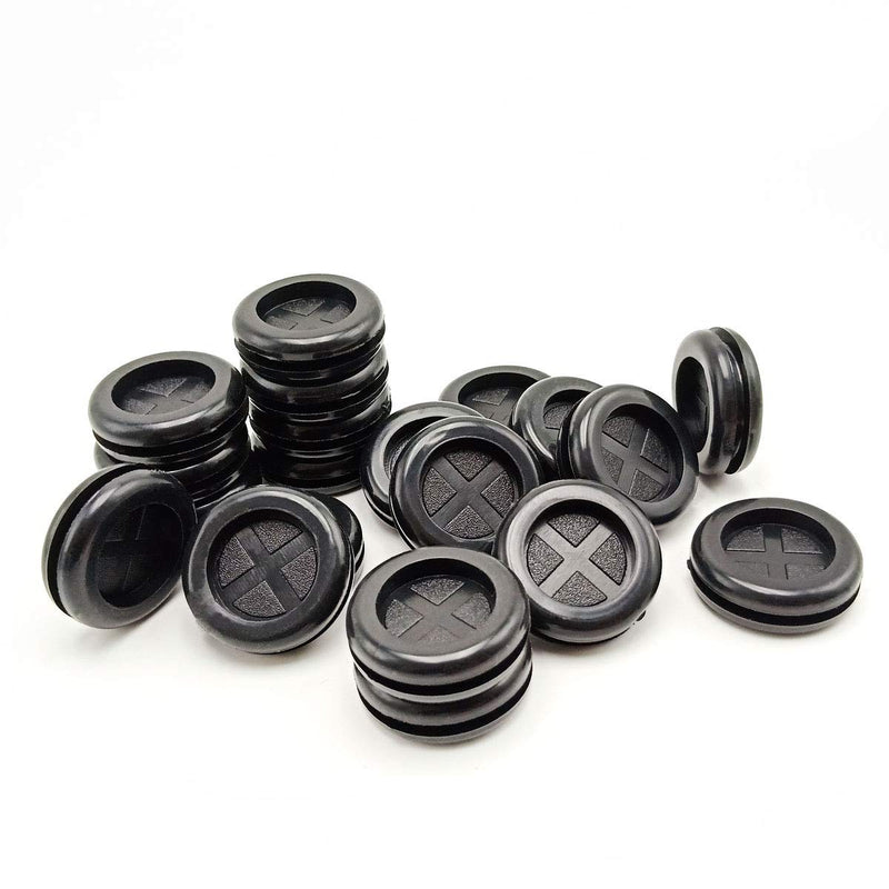 1 Inch Rubber Grommet, 3/4" Inside Diameter 1" Drill Hole Rubber Hole Plug, Synthetic Rubber Grommets Wire Protection, Firewall Plug Grommet, Double-Sided Round, 20PCS 1" (20pcs)