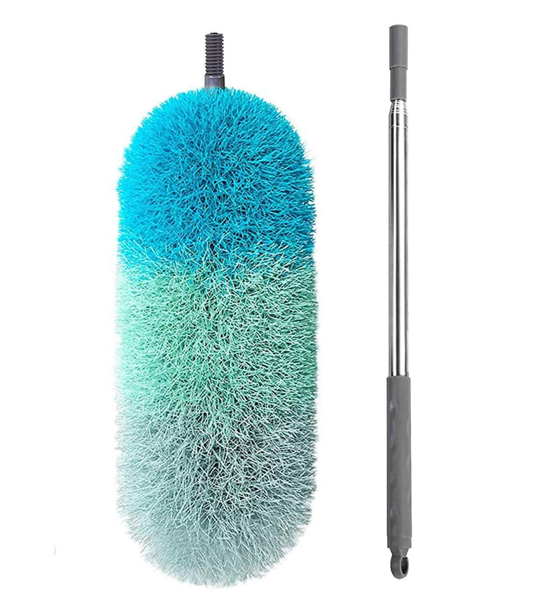 BOOMJOY Microfiber Telescoping Duster, 100" Extendable, Scratch-Resistant Cover, Stainless Steel Pole, Detachable Bendable Head, Washable, Green