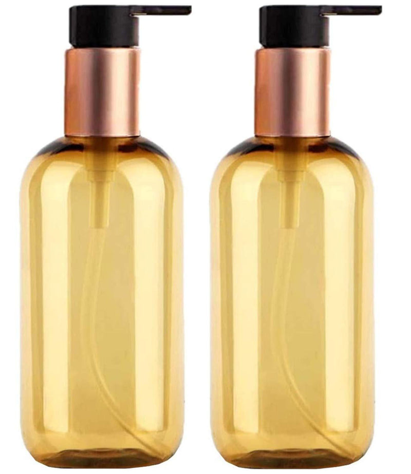 Yebeauty Empty Pump Bottle 8.45OZ, 2 PCS Shampoo Bottles Dispenser with Pump Refillable Containers, 250ml Golden