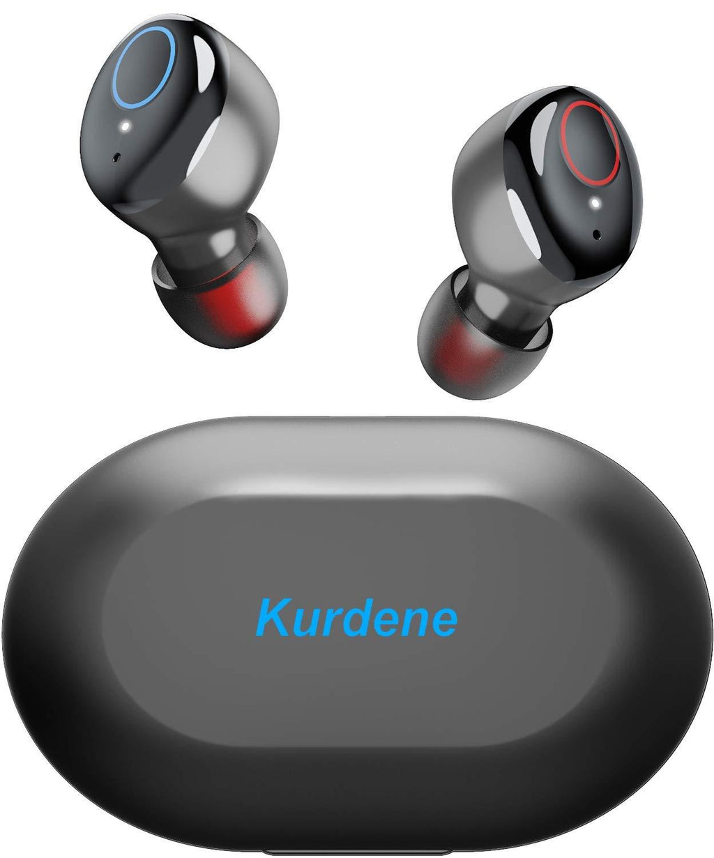 Kurdene Wireless Earbuds,Bluetooth Earbuds with Charging Case Bass Sounds IPX8 Waterproof Sports Bluetooth Headphones with Mic Touch Control 24H Playtime -Black Black