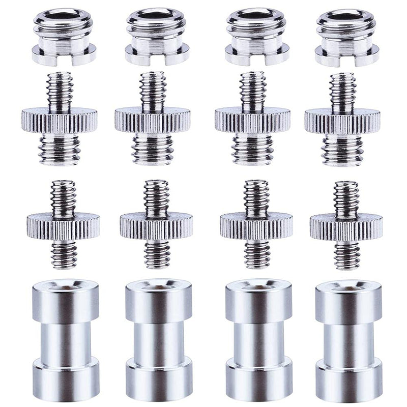 Vizemo 1/4 Inch and 3/8 Inch Converter Threaded Screws Adapter Mount Set for Camera/Tripod/Monopod/Ballhead, 16 Pieces