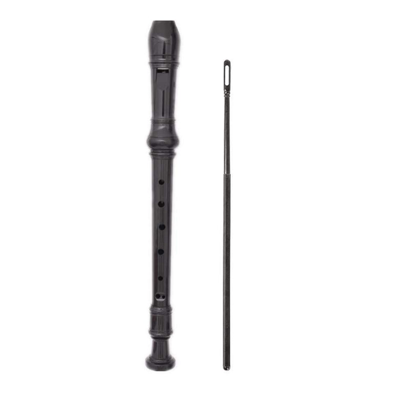 German Soprano Recorder Flute Descant 8 Hole Key of C ABS with Cleaning Rod for Student Practice (Black) Black