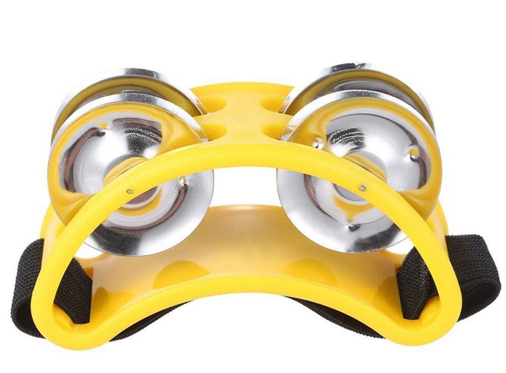 Tzong Foot Tambourine Percussion Musical Instrument Foot Drum set with Metal Jingle Bell Yellow