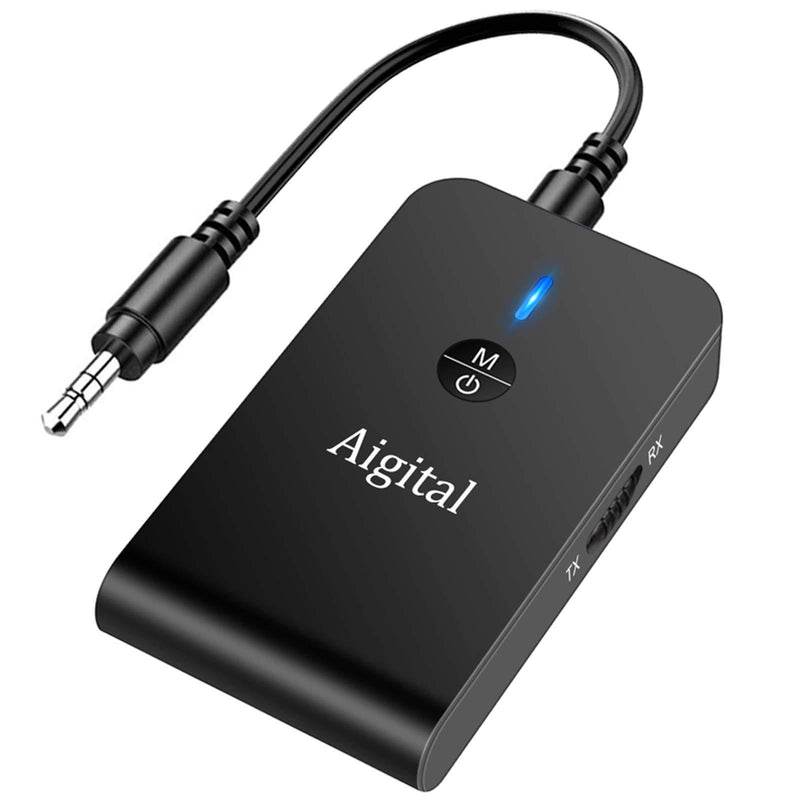 Bluetooth 5.0 Transmitter Receiver for TV, 2 in 1 Wireless Audio Adapter (Apt-X Low Latency, 8 Hours Streaming, Hands-Free Call, A2DP) with 3.5mm Jack for Music Enjoyment/Car/Home Stereo System