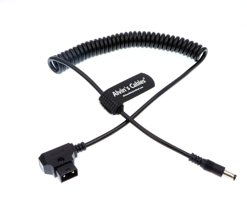 Alvin's Cables Power Tap D Tap to 2.1 DC 12v Spring Cable for KiPRO LCD Monitors Coiled Cable Straight DC Connector