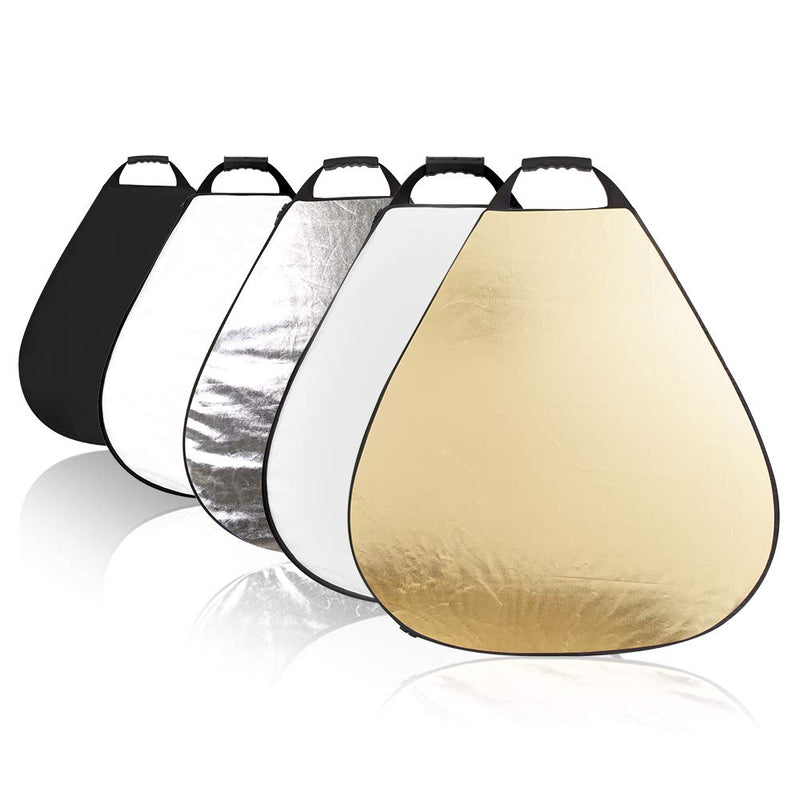 FOTOCREAT 32 Inch/80CM 5-in-1 Portable Triangle Reflector with Handle for Photography Photo Studio Lighting & Outdoor Lighting 32”(80cm) 5 in 1 Triangle