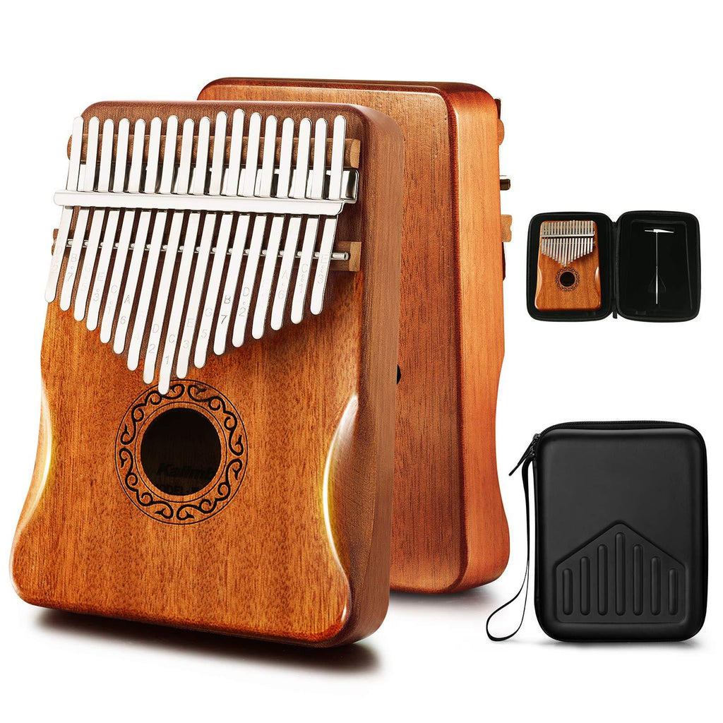 MIFOGE Kalimba Thumb Piano 17 Keys with Mahogany Wood,Mbira,Finger Piano Builts-in Waterproof Protective Box, Easy to Learn Portable Musical Instrument,Gift for Kids Adult Beginners classical mahogany