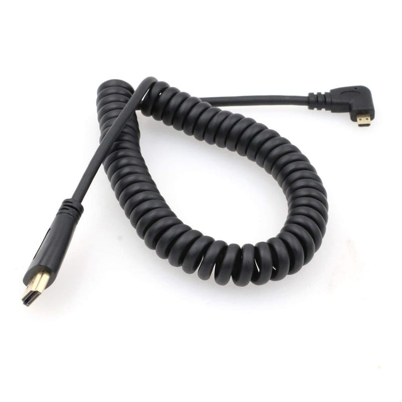 SZRMCC Right Angled Micro HDMI to HDMI High Speed Coiled Cable for Tablet Canon Sony DSLR Camera ATOMOS Monitor