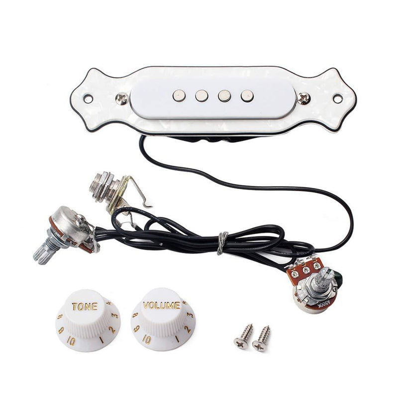Milisten 4 String Guitar Pickup Volume Tone Knobs Pots Wiring Harness For Cigar Box Guitar White