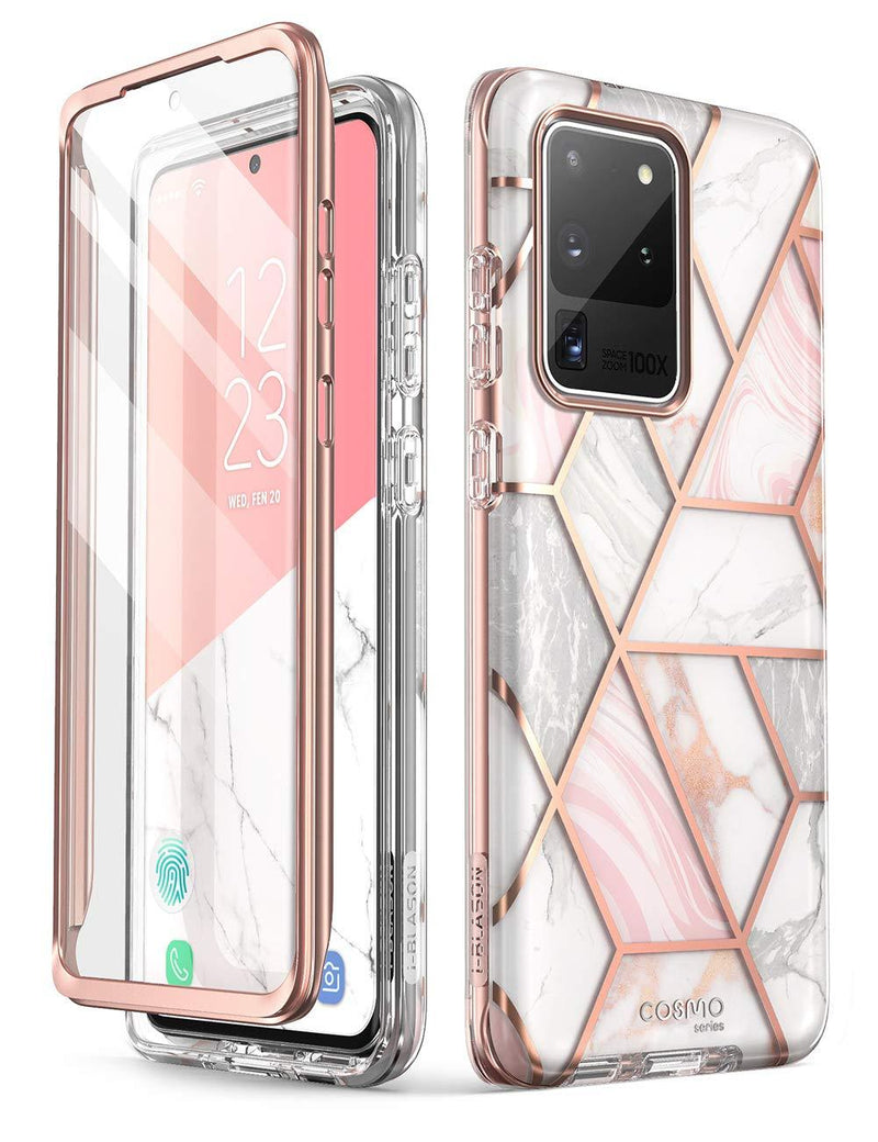 i-Blason Cosmo Series Case for Samsung Galaxy S20 Ultra 5G (2020 Release), [Built-in Screen Protector] Slim Stylish Protective Case (Marble) Marble