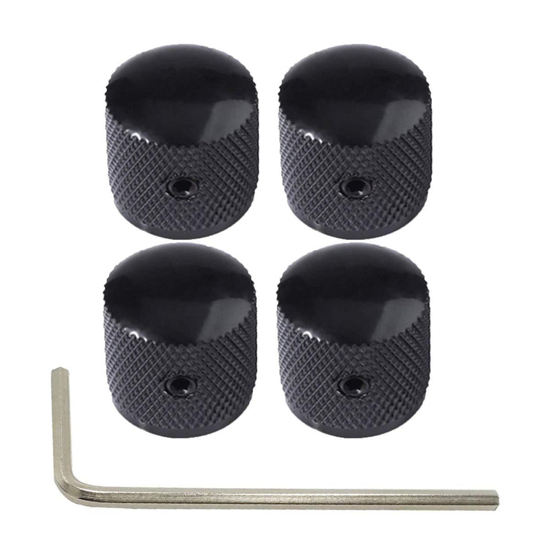 Metal Volume Tone Dome Knobs Volume Control Knobs for Electric Guitar Bass with Inner Hexagon Spanner Black, 4 Pcs