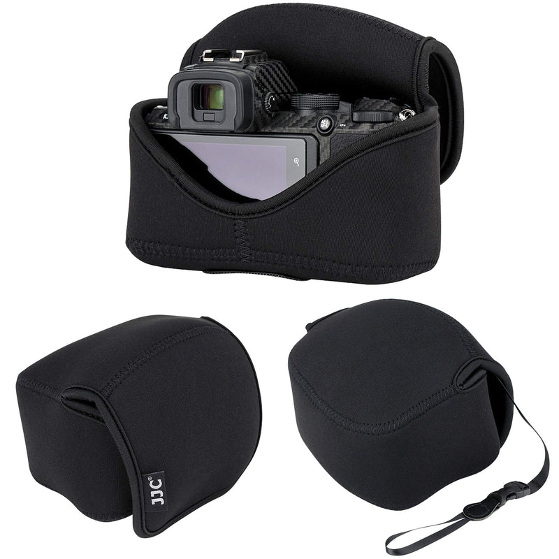 JJC Dedicated Neoprene Mirrorless Camera Pouch Case Bag, Ultra Lightweight Elastic and Comfortable, Water Resistant, Size 143x120x110mm, Compatible with NK Z50 + Nikkor Z 16-50mm Lens Black
