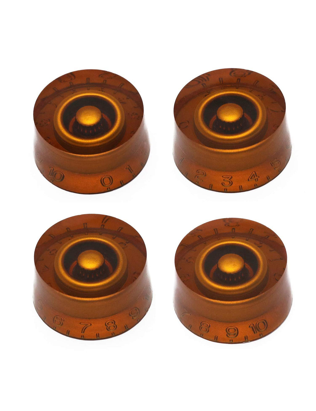 Metallor Guitar Top Hat Knobs Speed Control Knobs Volume Tone Knobs Compatible with Les Paul LP Style Electric Guitar Parts Replacement Set of 4Pcs Amber. Amber-2